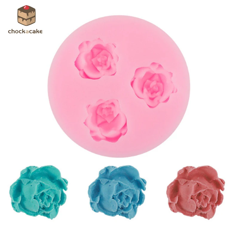 Милые 3 розы Форма силиконовая форма для помады украшения торта рождественские