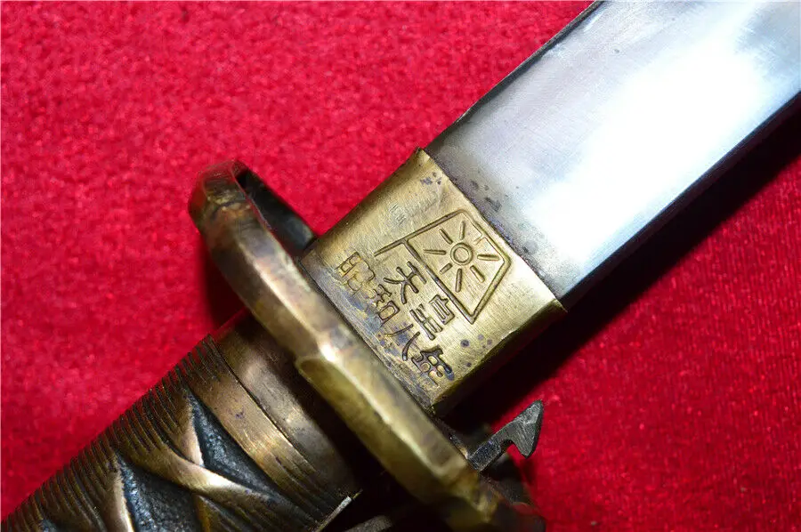 Military Japanese Cavalry Saber Sword Samurai Katana Brass Handle Hide&Steel Sheath