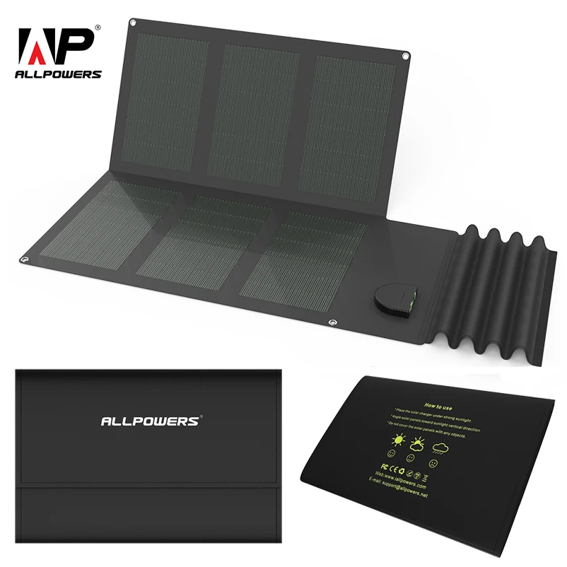 ALLPOWERS новейшие солнечные зарядные устройства Складные Гибкие можно закатать для
