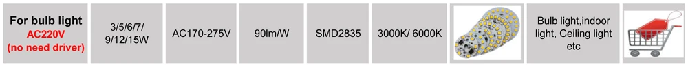 10 шт. ac 220 В светодиодная печатная плата SMD2835 5 Вт 7 Вт 9 Вт 12 Вт интегрированный ic драйвер, светодиодные бусины smart IC SMD, светодиодный светильник-источник для светильник