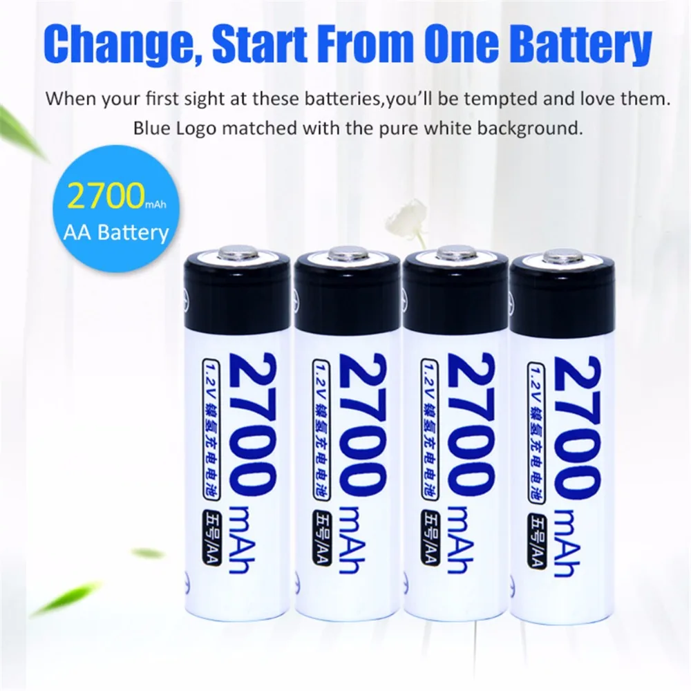 Real capacity! 8 pcs AA 1.2V NIMH rechargeable batteries 2700mah for camera razor toy remote control flashlight 2A batterie | Электроника