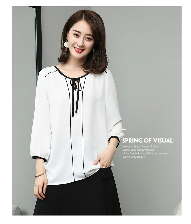 Женская шифоновая блузка с круглым вырезом и рукавом 3/4|chiffon shirt|blouse fashionblouses plus |