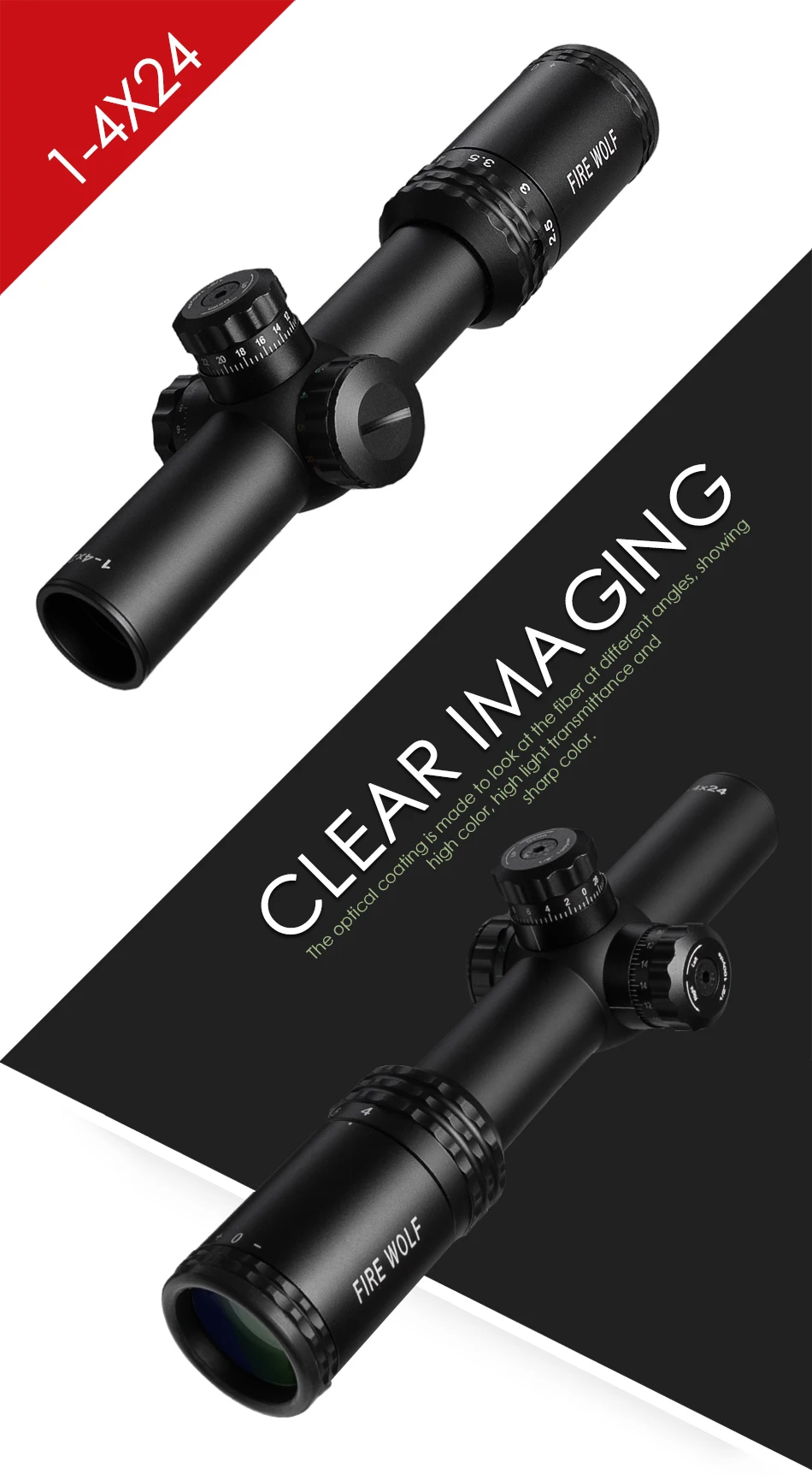 Серебряный 1-4X24 Riflescopes прицел Красная точка Охота ж/крепления для AR15 AK