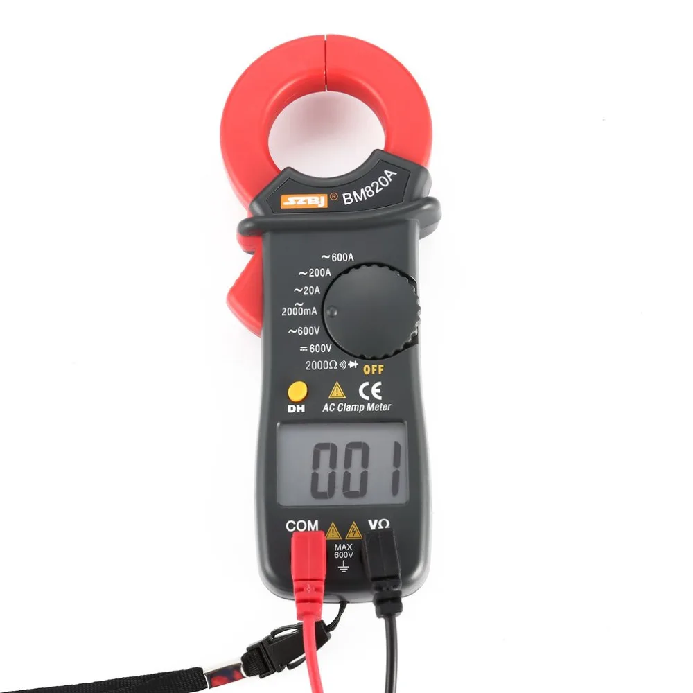 SZBJ BM820A Цифровой DC/AC клещи мультиметр Вольт Ампер Ом тестер диодов Ручной мини