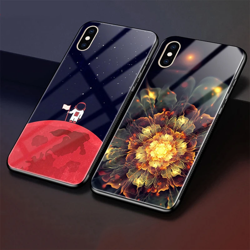 Роскошные закаленное Стекло задняя крышка чехол для iphone X XS XSMAX Защитные чехлы Max