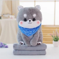 punidaman cute cartoon stuffed animals shiba inu with blanket inside plush toy dog soft pillow christmas gift for kids