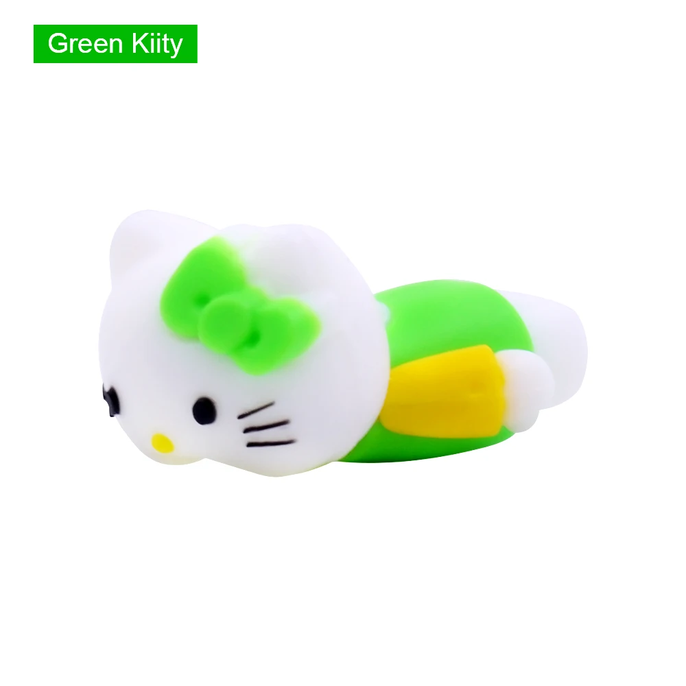 Green Kiity CHIPAL Cute Anime Bite Wire Winder для iPhone 6 6S 7 8 Plus X XS XR защита для usb-кабеля Органайзер чомперы Мультяшные животные укусы - Цвет: Green Kiity