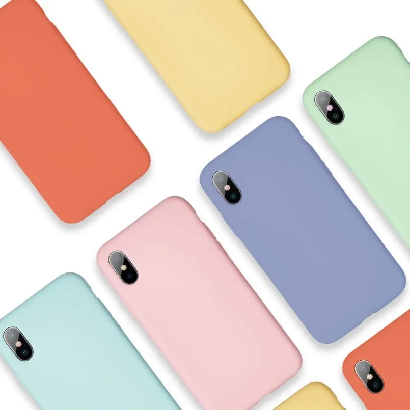 Защитный чехол для iPhone X XR XS Max модный жидкий силиконовый накладка 6 6s 7 8 Plus тонкий