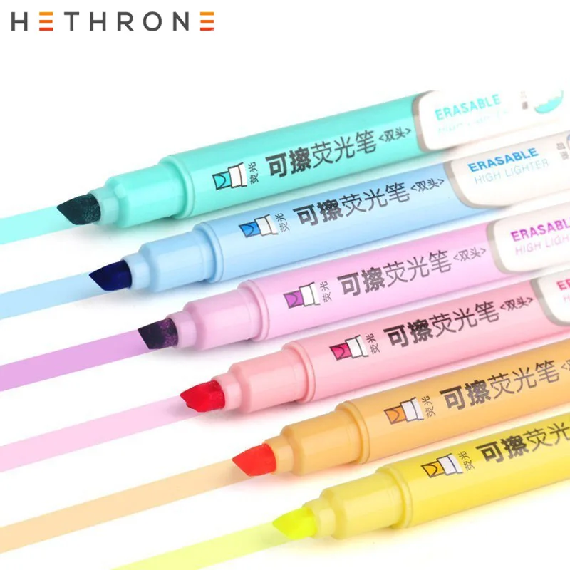 Hethrone 6 шт Двойная Головка стираемый маркер ручка флуоресцентные Fineliner ручки