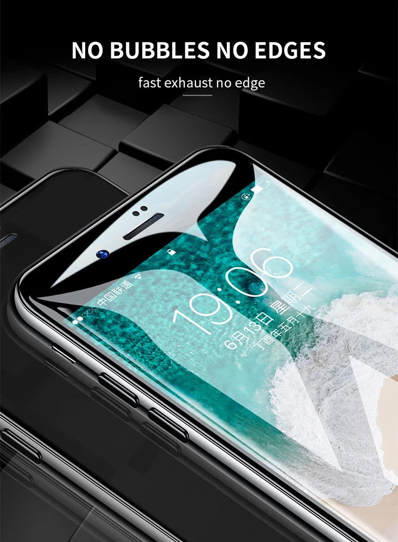 Закаленное стекло 6D на весь экран для iPhone 8, 7, 6, 6S Plus, X, стекло для iPhone 7, 8, X, 6, защита экрана, защитное стекло на iPhone 7, пленка