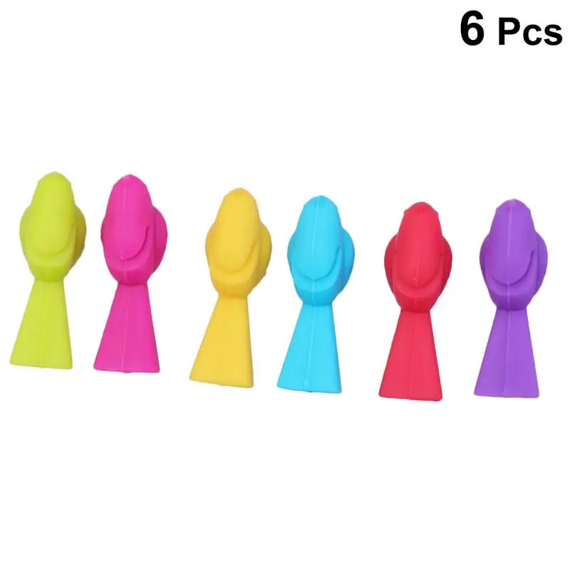 6PCS Bird Tits Wine Glass Marker Silicone Wine Glass Recognizer Cup Distinguisher(Mixed Color