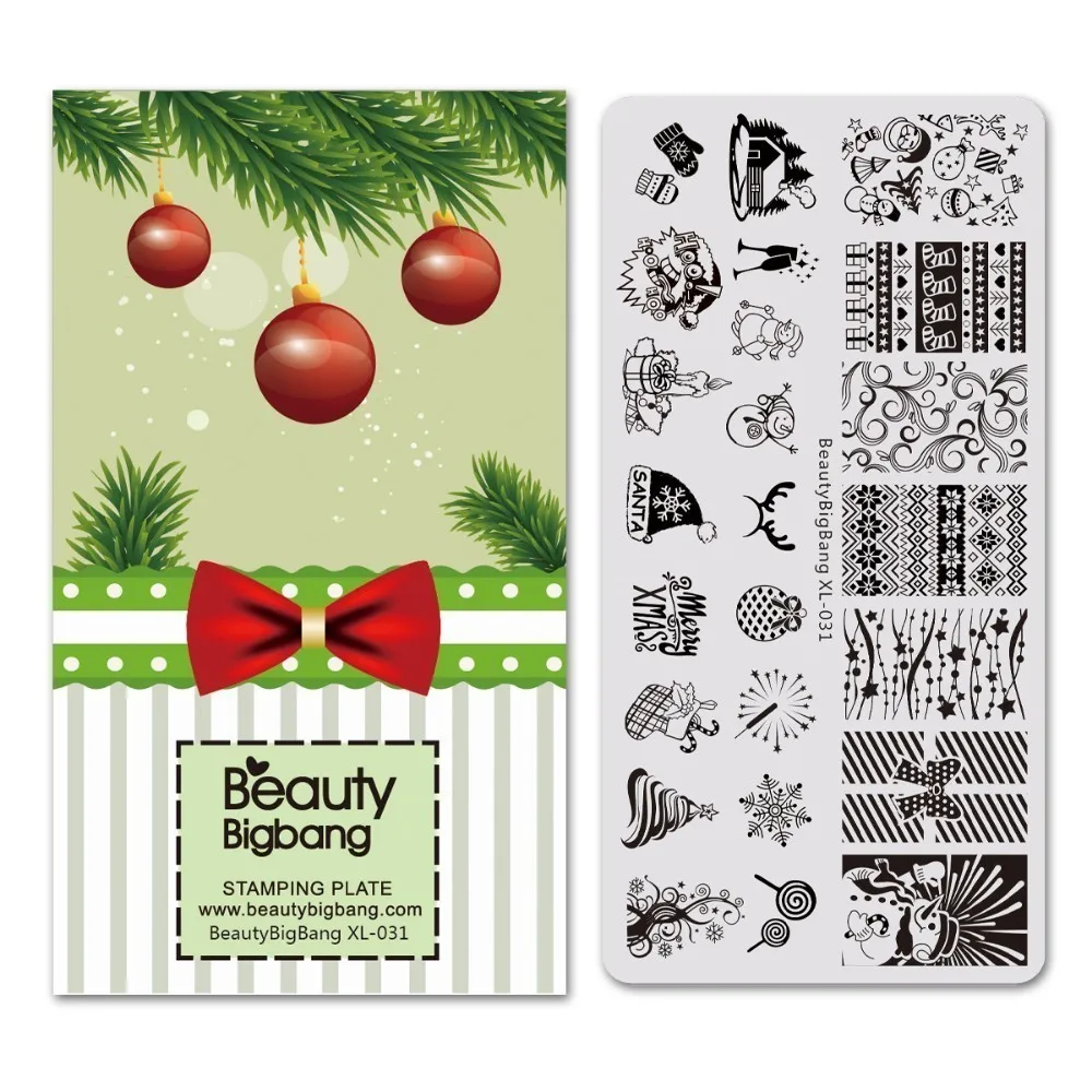 BEAUTYBIGBANG 1 шт. круглый фестиваль ногтей штамповки пластины Рождество год празднование ногтей изображения Шаблон BBB-007