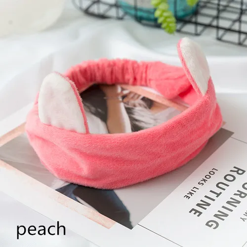 Peach OMG Logo, Женская повязка для волос с бантом-бабочкой, для мытья лица, для макияжа, фланелевая Мягкая повязка на голову, повязки на голову для девочек, головные уборы, аксессуары для волос - Цвет: Peach