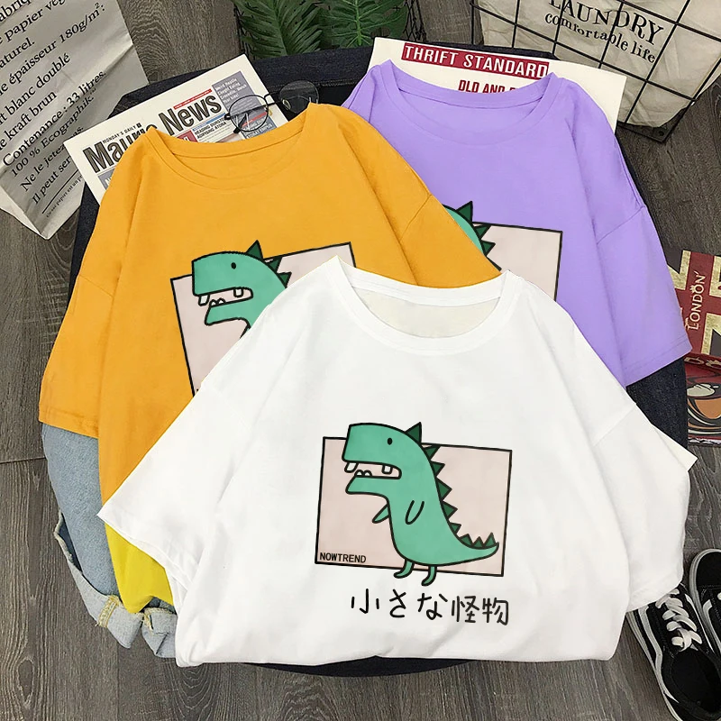 2019 Харадзюку мультфильм печатных футболка Летняя женская Повседневная короткий