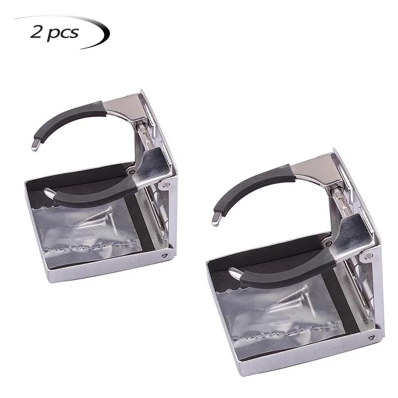 2 pieces 304 Stainless Steel Drinks Cup Holder Stand Foldable Car Outlet Water Bottle Holder Bracket Mount Rack for RV Boat Camper - Цвет: 2 pieces