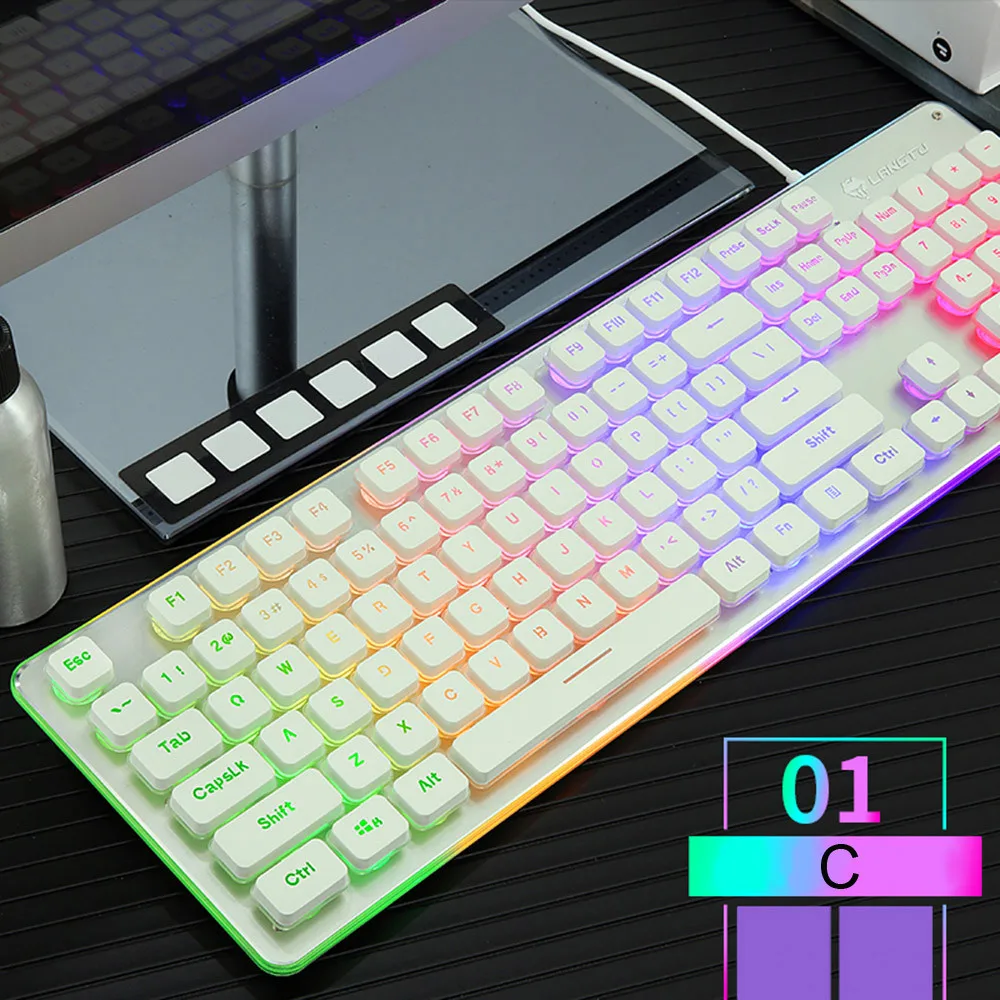 Проводная USB клавиатура цветной трещина светодиодный с радужной подсветкой
