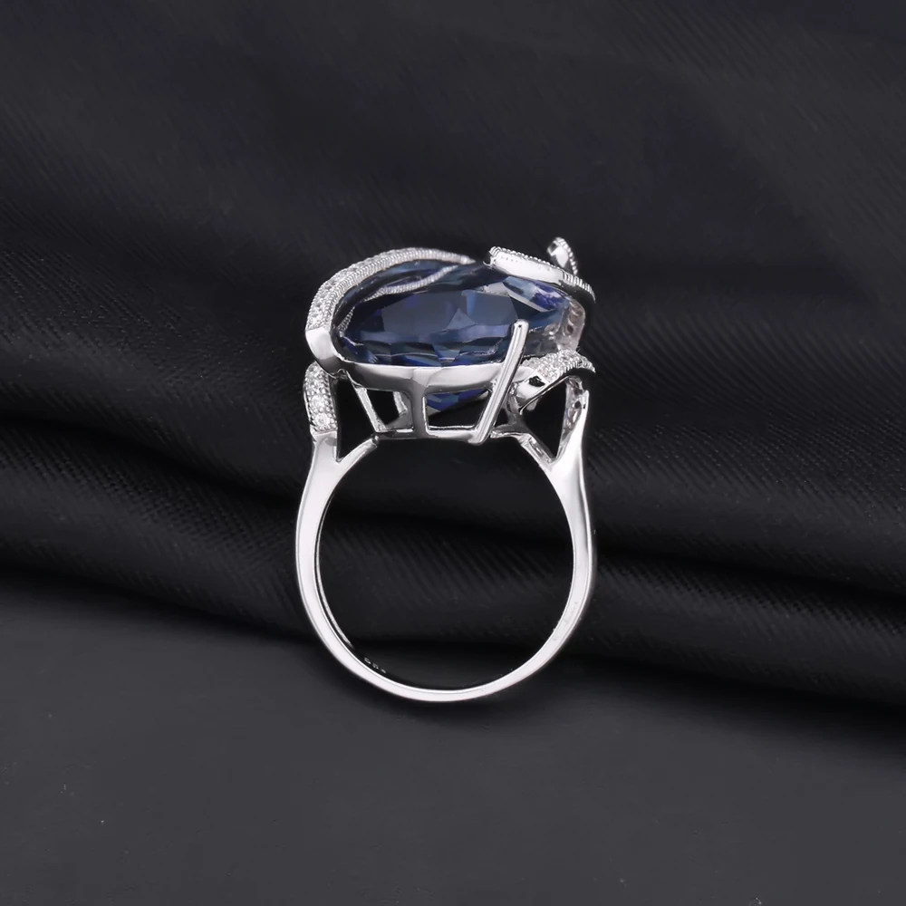 GEM'S балетные 925 пробы серебряные модные серьги набор колец натуральный иолит синий мистик кварц капли воды Ювелирные наборы для женщин