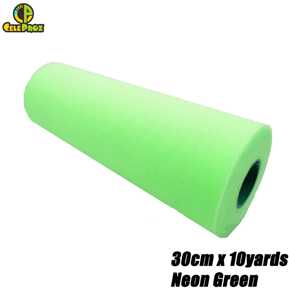 30cm Neon Green 30 см 100 ярдов белый тюль рулон Тюль органза Ткань DIY открытый свадьба день рождения Alise Runner центральные украшения принадлежности - Цвет: 30cm Neon Green