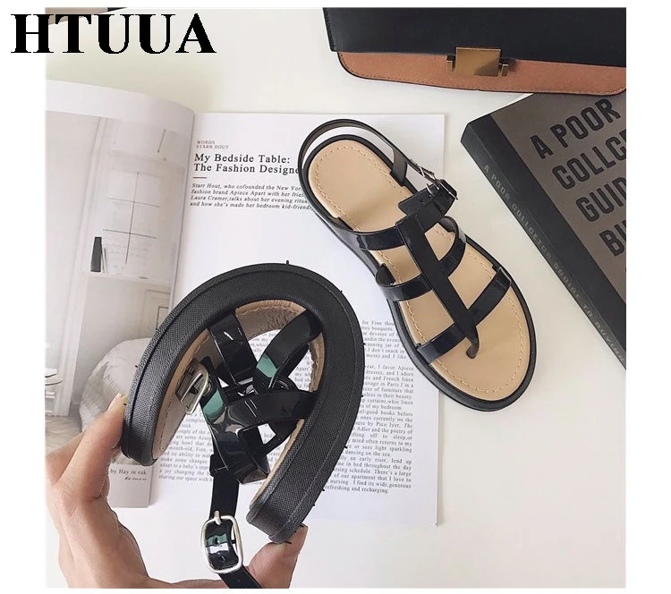 HTUUA/женские босоножки Новинка 2019 года Летняя обувь тапки из прозрачного пластика