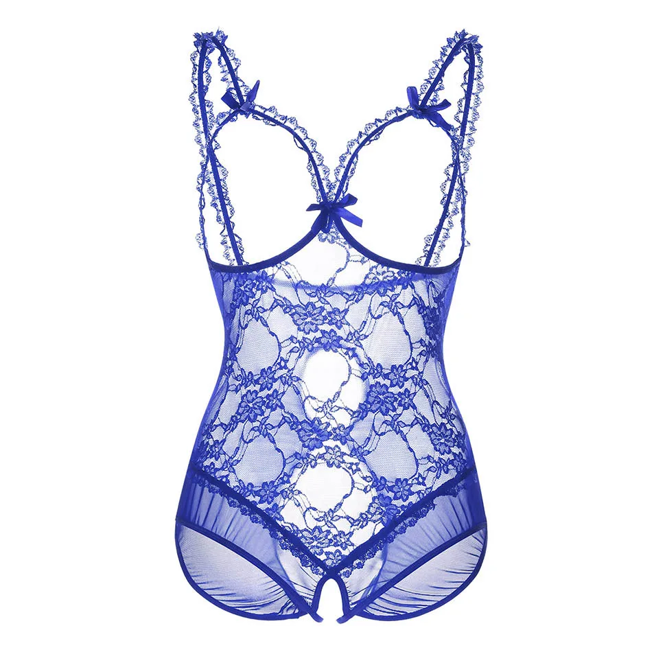 Blue MS, ragdoll, размера плюс, 5XL, открытая промежность, сексуальное женское нижнее белье, кружевной открытый бюстгальтер, прозрачный, Babydoll, платье, Эротические костюмы, Nuisette DeepV - Цвет: Blue
