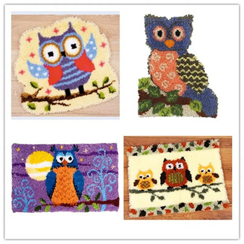 США Доставка комплект защелки крюка ковер подушки коврик DIY Craft Сова вышивки