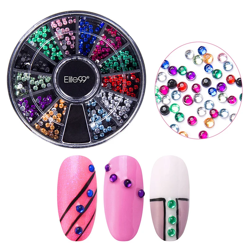 Elite99 Nail Art Блеск смешанные Форма сверкающих страз Стикеры акриловые колеса 3D