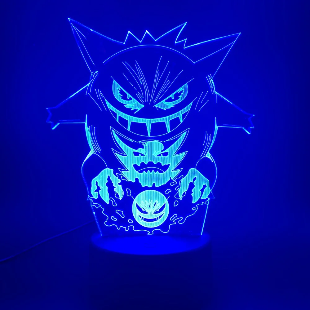 Игра Pokemon Go Gengar фигурка светодиодный 3d-ночник лучший подарок для детей Детская спальня декоративный атмосферный ночник лампа 3d