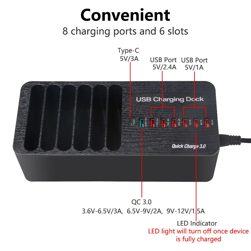 Multi Port USB Charger Dock Desktop Universal 8 Ports Smart 3A Quick Charge QC 3.0 Type C Charging Station EU US UK AU Plug | Мобильные