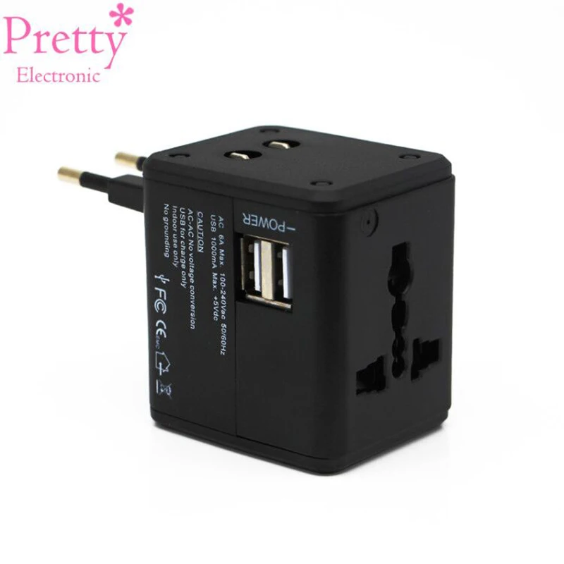 Универсальный дорожный адаптер с двумя usb разъемами настенное гнездо зарядки US UK