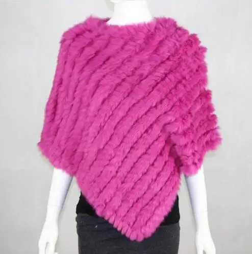 Женский вязаный пончо из натурального кроличьего меха треугольная накидка