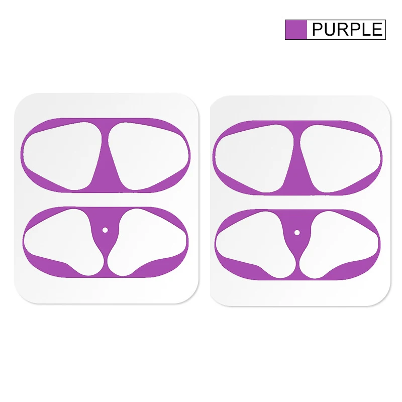 2 set purple 2 комплекта ультра тонкая защита для кожи для Airpod Earpods металлическая пленка железные стикеры стружки пылезащитные AirPods стикер наушники - Цвет: 2 set purple