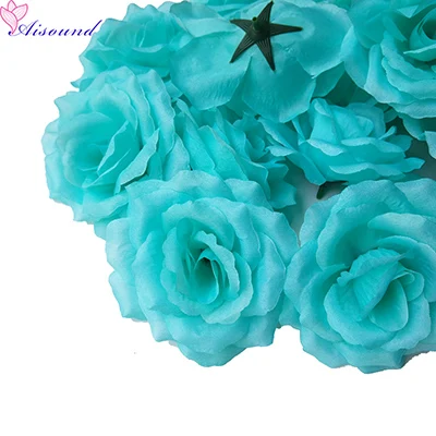 Turquoise 10 шт 10 см Искусственный шелк роза Ремесло Цветок голова свадебное украшение поддельный цветок для DIY Золотой цветок стены fleurs artificielle - Цвет: Turquoise