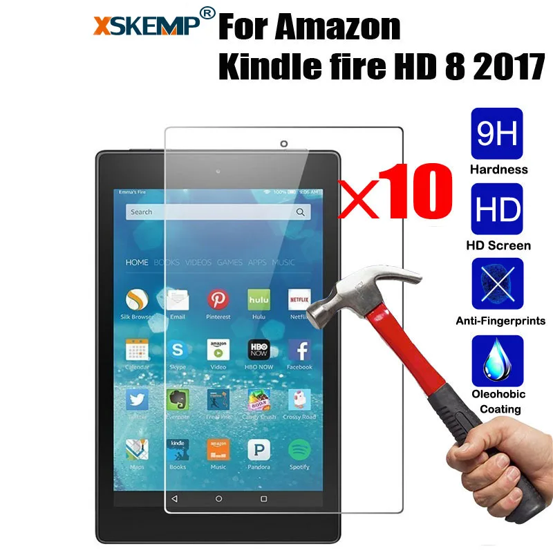 XSKEMP 10 шт./лот 9H Закаленное стекло Защитная пленка для экрана Amazon Kindle fire HD 8 2017 0