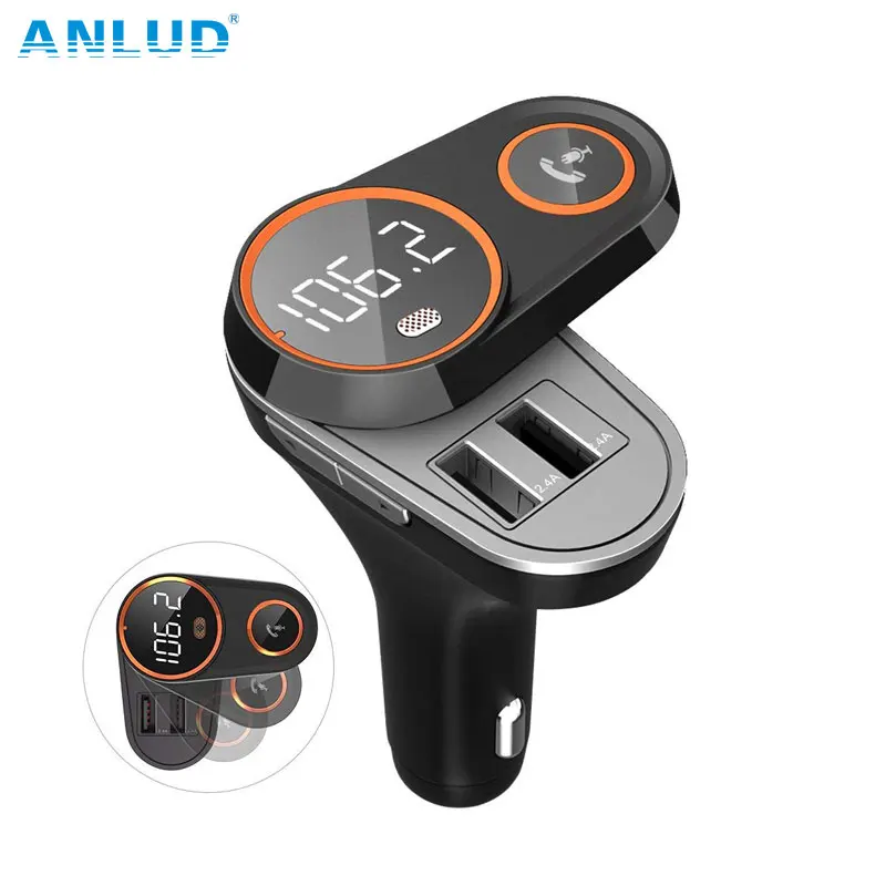 ANLUD вращающийся FM передатчик Bluetooth Car Mp3 плеер Беспроводной в автомобиле аудио