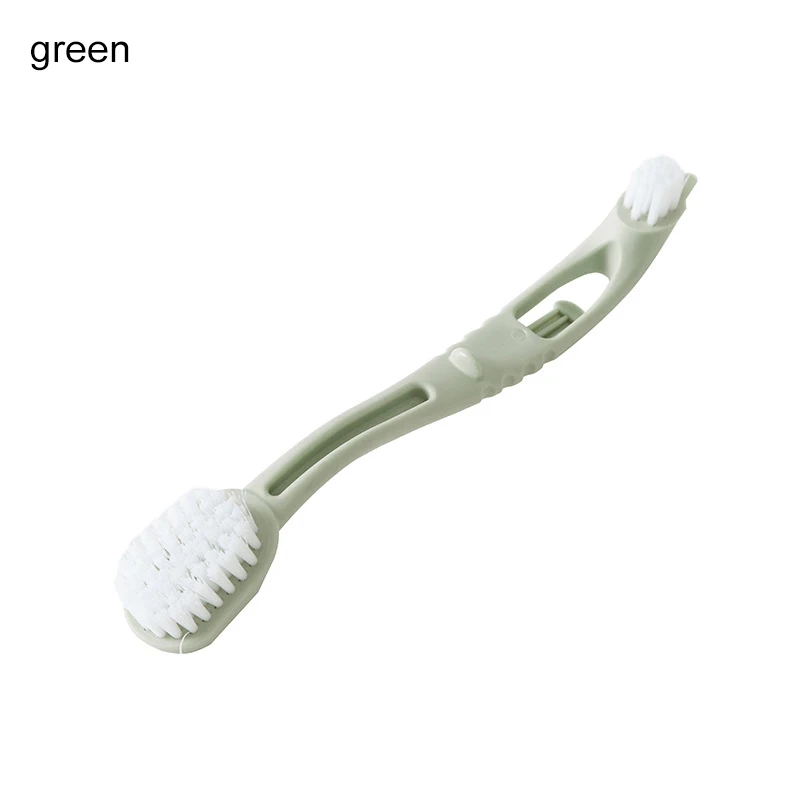 green Двухконцевая щетка для чистки обуви Чистка белой обуви очиститель кроссовок набор многофункциональная щетка для чистки ванной кухонный инструмент - Цвет: green