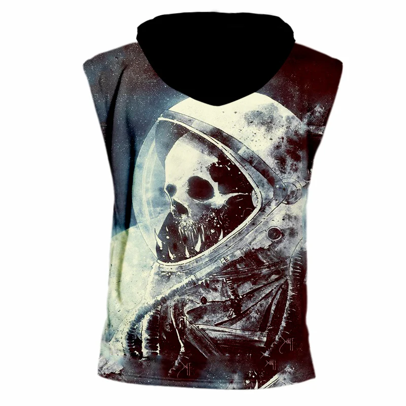 OGKB Новая мода Мужская крутая Печать Череп астронавт 3d с капюшоном майка Кепка