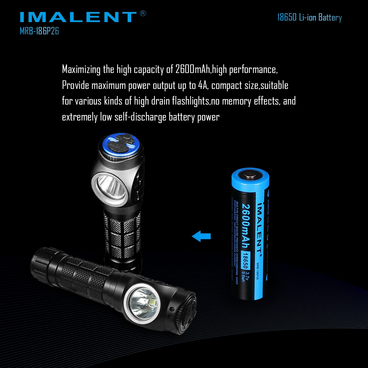 Imalent оригинальный MRB 186P26 18650 2600 Мощная батарея емкостью 6300 мaч литий ионные