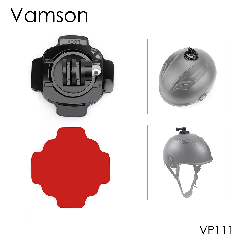 Vamson для GoPro 8 7 6 Аксессуары шлема 360 градусов вращение крепление с наклейкой Hero 5 4 3 +