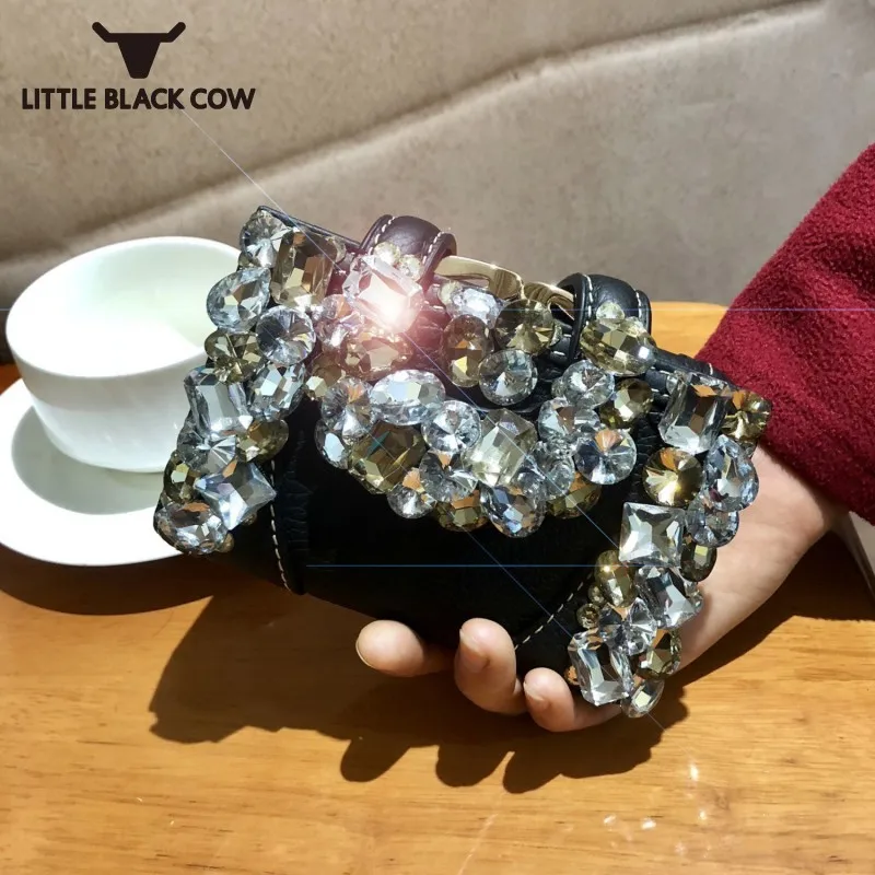 Кошелек женский натуральная кожа бриллианты короткий бумажник женской модной