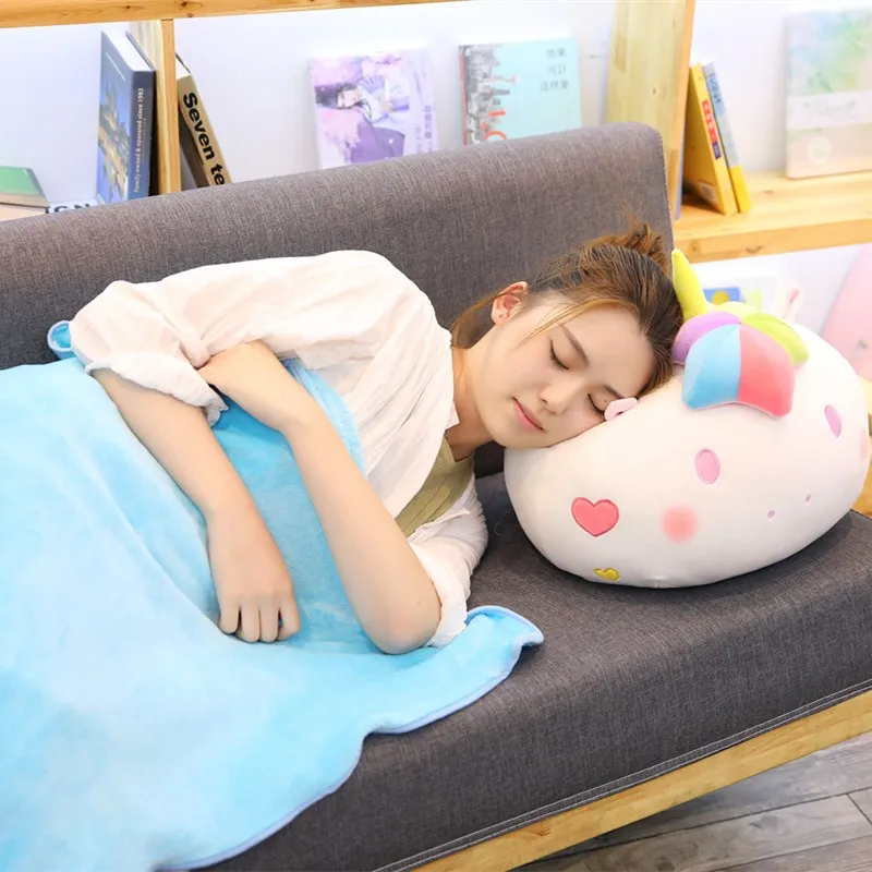 40 см Kawaii Плюшевый единорог мягкая подушка одеяло мягкий коралловый флис