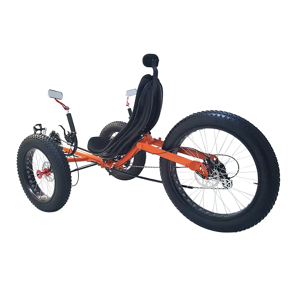 3 колеса горного спорта складная Полножирной шины лежачие trike для взрослых|recumbent