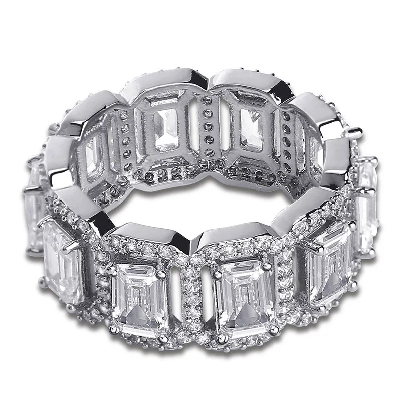 Хип-хоп микро-кристалл массивное квадратное мужское кольцо Iced Out Bling IP Позолоченные толстые титановые кольца для мужчин ювелирные изделия