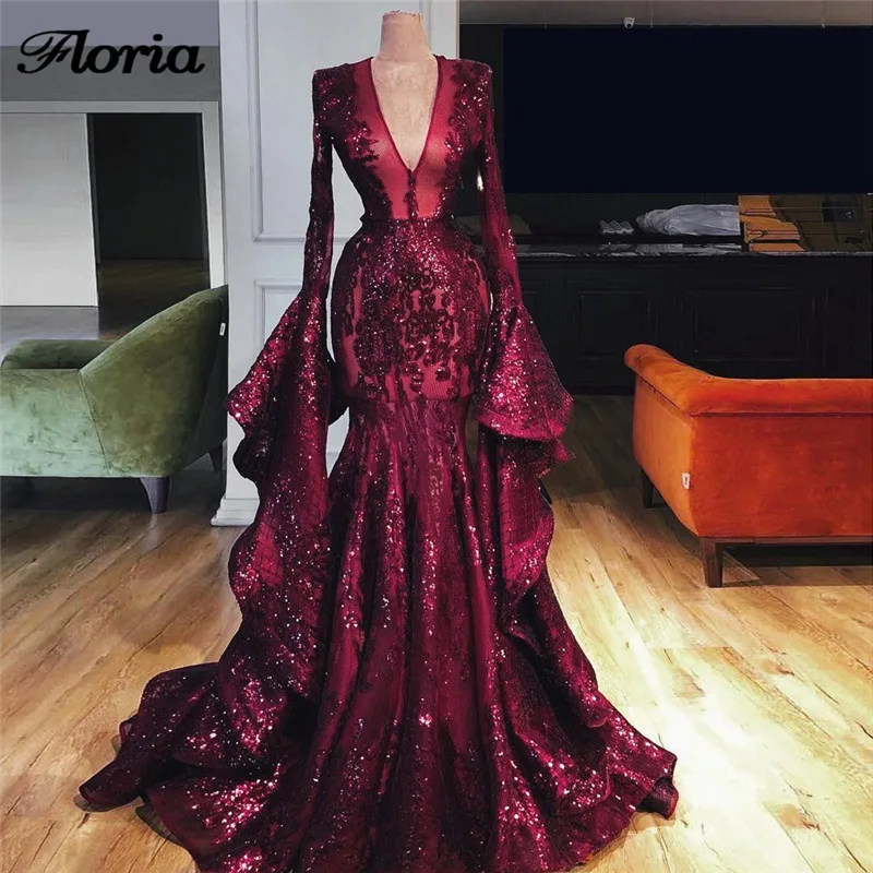 same as image Блестящие вечерние платья в Дубае от кутюр с большими рукавами aibbye мусульманские Вечерние платья для выпускного вечера Abendkleider Robe de soiree Longue - Цвет: same as image