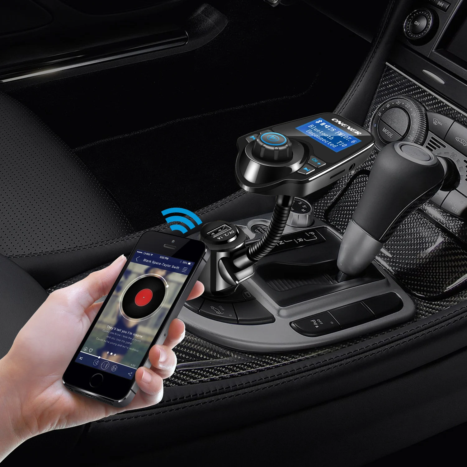 ONEVER fm-передатчик Беспроводной Bluetooth FM модулятор громкой связи car kit MP3 аудио плеер USB Автомобильное Зарядное устройство с ЖК-дисплей Дисплей