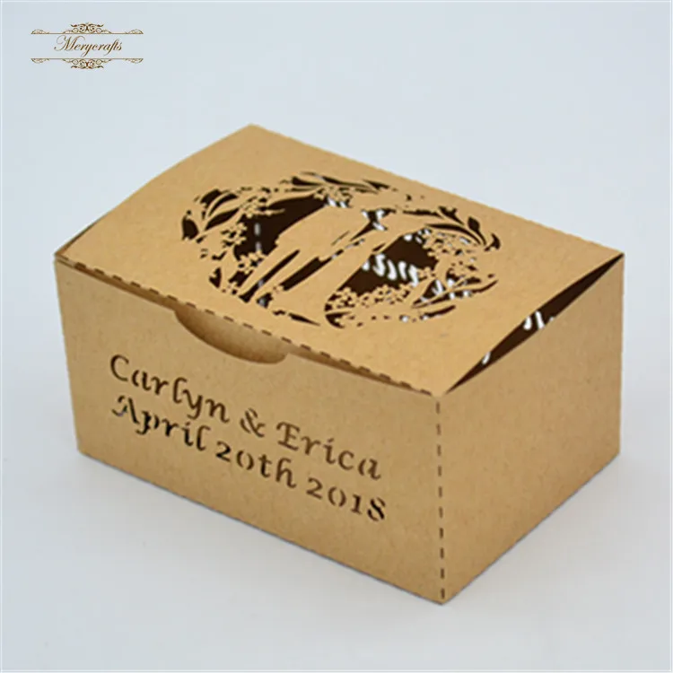 

New customized bride and groom design kraft wedding Favor Box Packaging Box