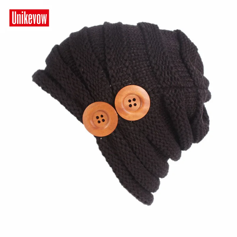 

UNIKEVOW New arrival beanie Casual hat with two buttons for Women Hip-hop cap for autumn spring winter ladies' hats