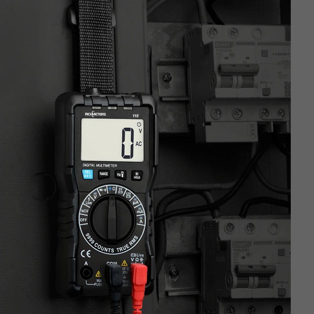 RICHMETERS 110 цифровой мультиметр TRUE-RMS 9999 отсчетов NCV подсветка AC DC Напряжение Ток