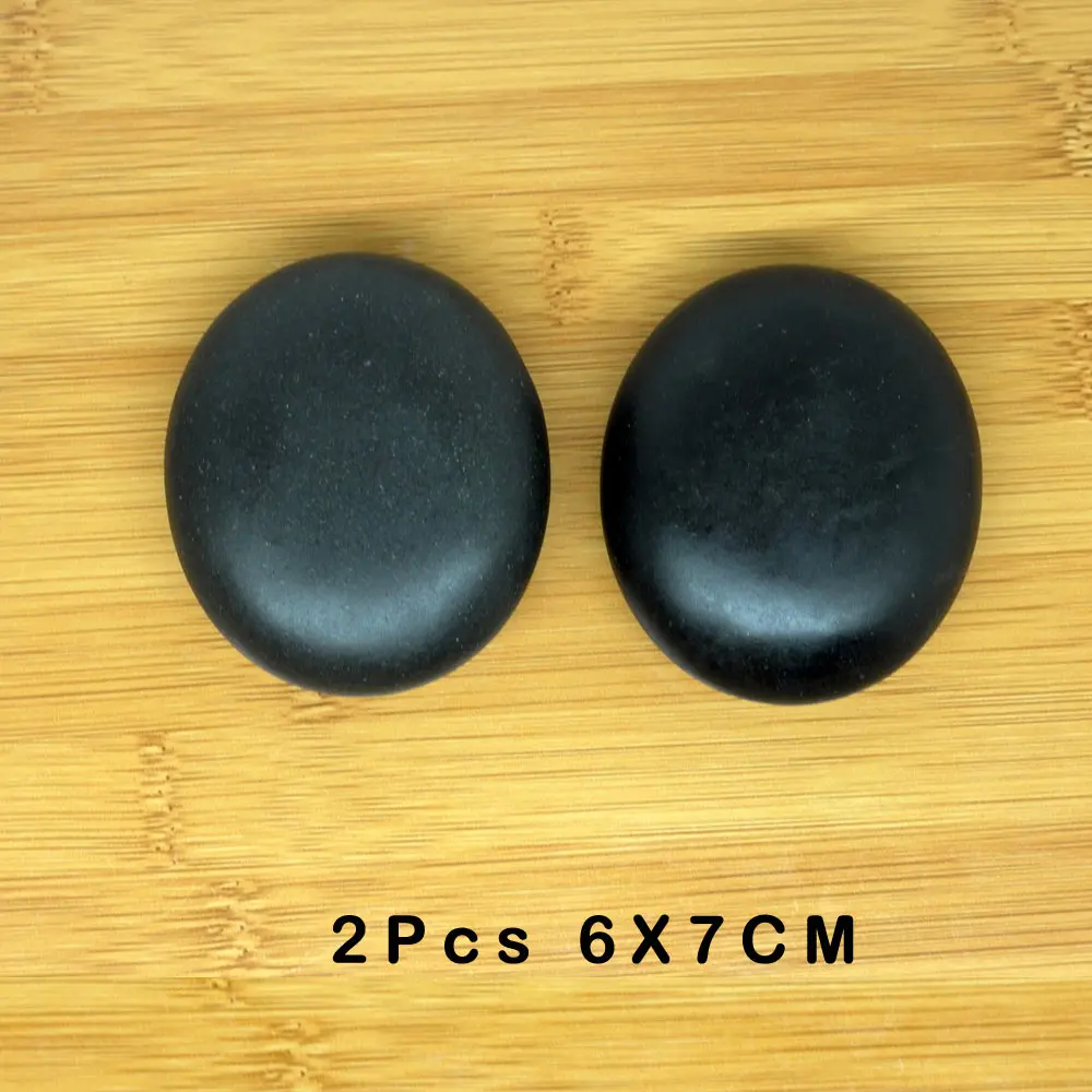 2pcs 6x7cm Горячий камень, массажный набор, снимает стресс, боль в спине, забота о здоровье, акупрессура, лава, базальтовые камни для здоровья, спа-рок - Цвет: 2pcs 6x7cm