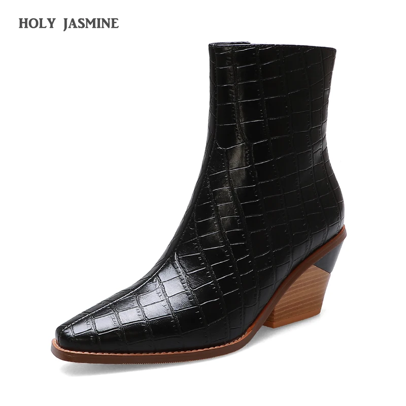 Женские ботильоны с острым носком на толстом высоком каблуке женские армейские