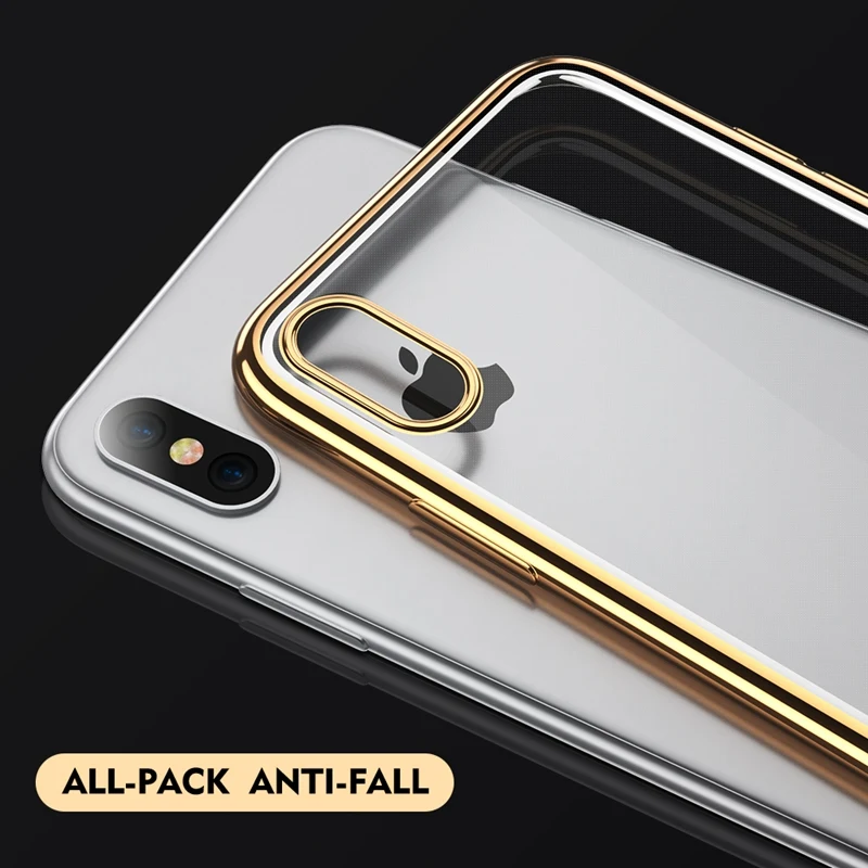 UPaitou Luxury Plating Crystal Transparent Soft TPU Case for Apple iPhone X Clear Silicone Cases 10 Ten Back Cover |